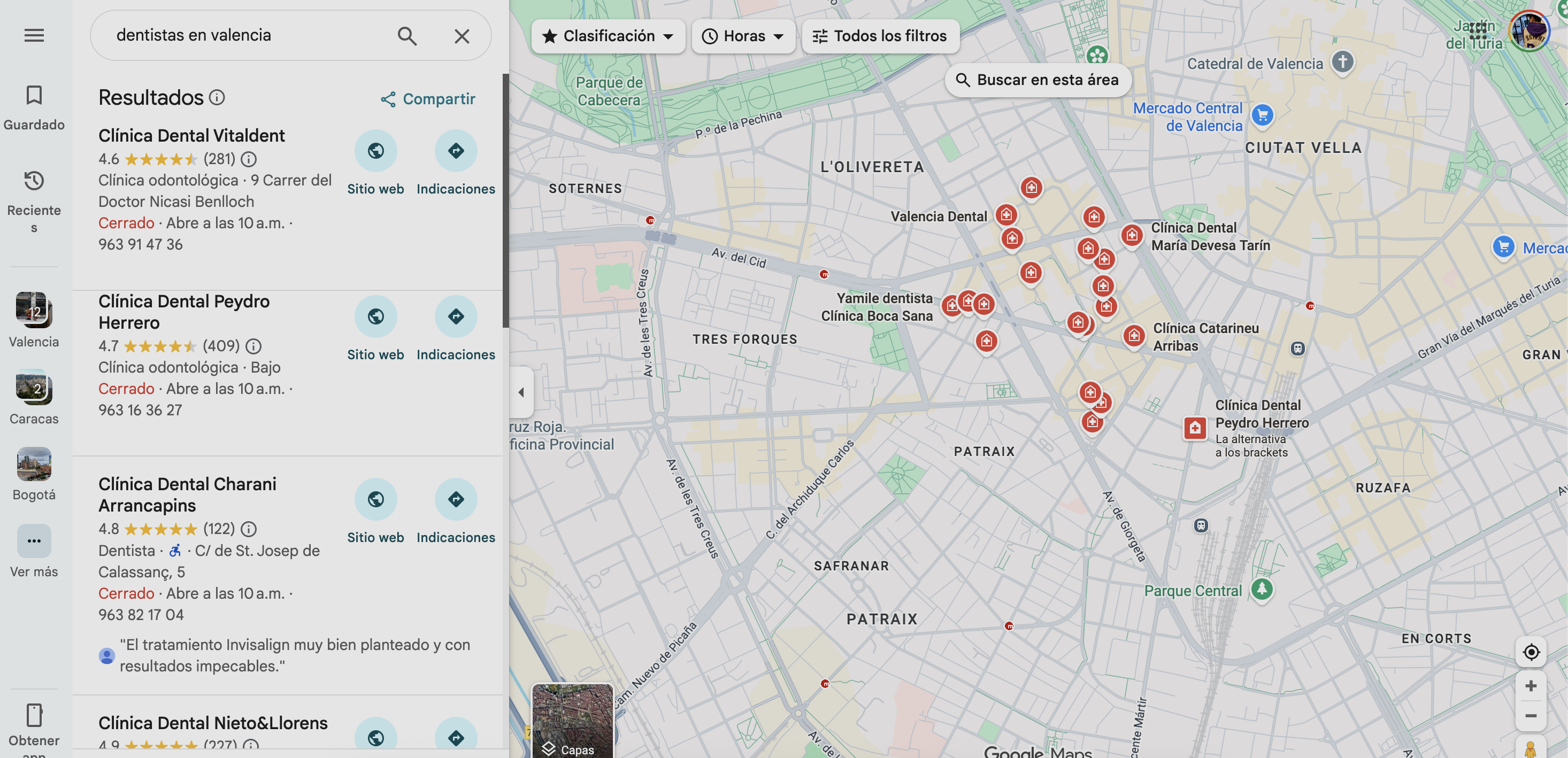 Manual search on Google Maps